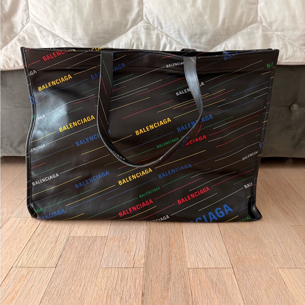 Balenciaga Black Multicolor Logo Tote